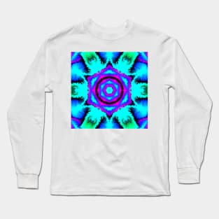 Psychedelic Mandala Flower Purple Blue and Green Long Sleeve T-Shirt